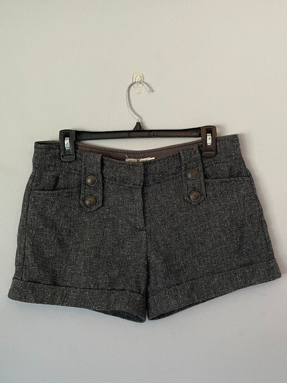 Gray Cuffed Sailor Shorts with Detailing
